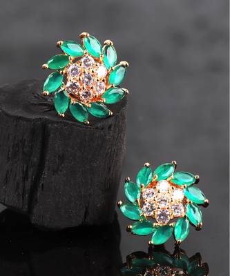 Green Gold Plated Stone Earrings 1