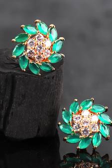 Green Gold Plated Stone Earrings