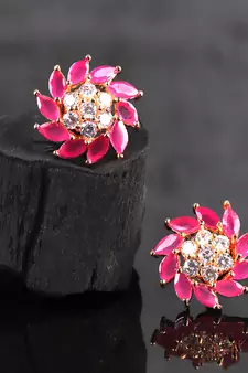 Pink Gold Plated Stone Earrings