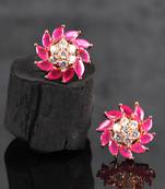 Pink Gold Plated Stone Earrings