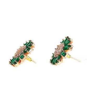 Green Gold Plated Stone Earrings 3