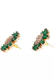 Green Gold Plated Stone Earrings