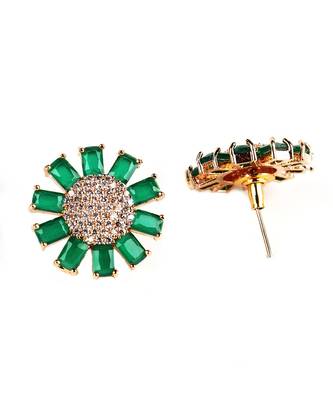 Green Gold Plated Stone Earrings 5