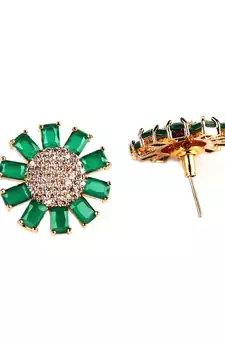 Green Gold Plated Stone Earrings