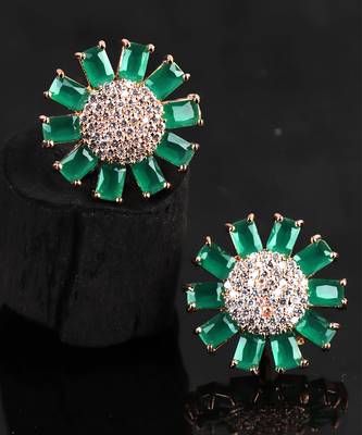 Green Gold Plated Stone Earrings 1