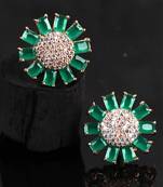 Green Gold Plated Stone Earrings