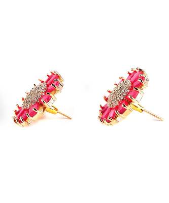 Pink Gold Plated Stone Earrings 3