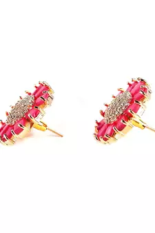 Pink Gold Plated Stone Earrings