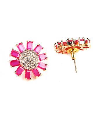 Pink Gold Plated Stone Earrings 5