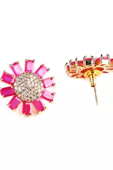 Pink Gold Plated Stone Earrings