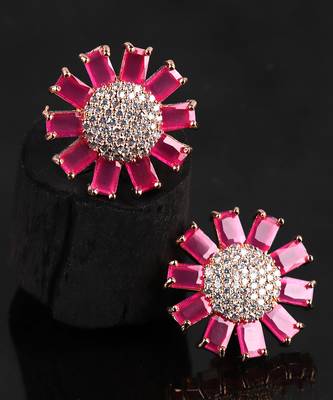 Pink Gold Plated Stone Earrings 1