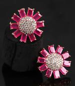 Pink Gold Plated Stone Earrings