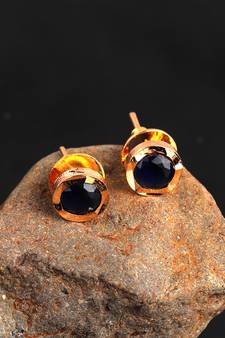 Black Gold Plated Stone Earrings