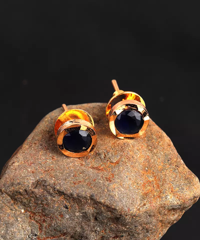Black Gold Plated Stone Earrings