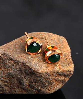 Green Gold Plated Stone Earrings 1