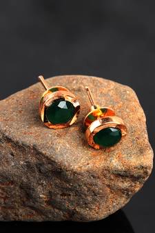 Green Gold Plated Stone Earrings