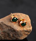 Green Gold Plated Stone Earrings