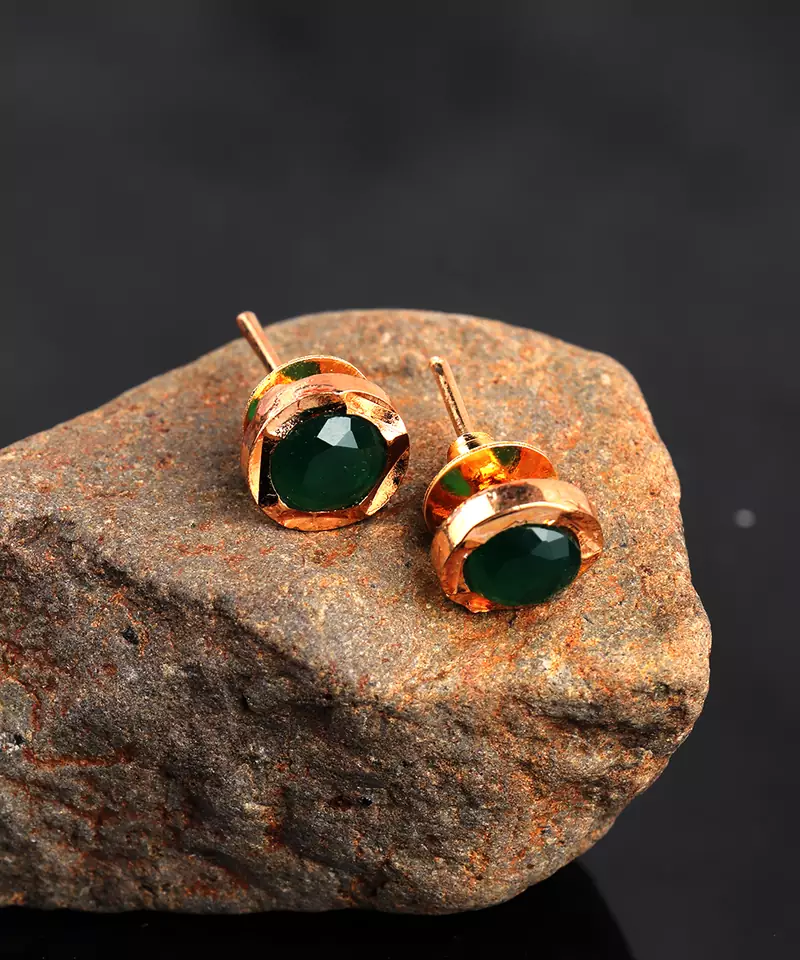 Green Gold Plated Stone Earrings