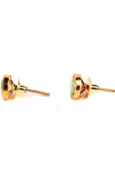 Light Green Gold Plated Stone Earrings