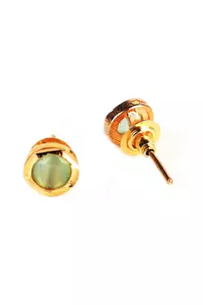 Light Green Gold Plated Stone Earrings