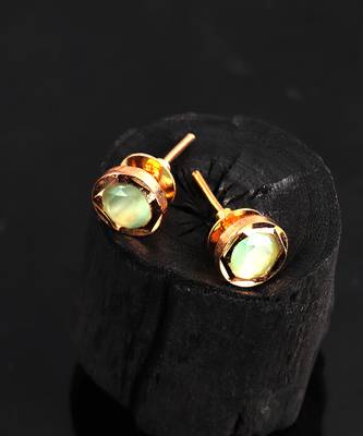 Light Green Gold Plated Stone Earrings 6