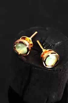Light Green Gold Plated Stone Earrings