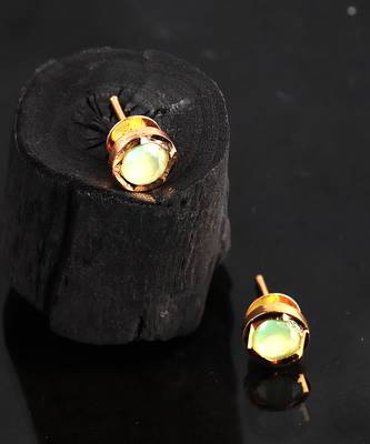 Light Green Gold Plated Stone Earrings 1
