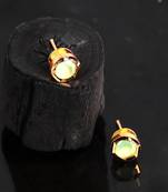 Light Green Gold Plated Stone Earrings
