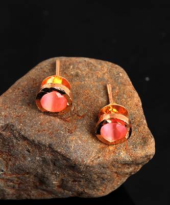 Pink Gold Plated Stone Earrings 6