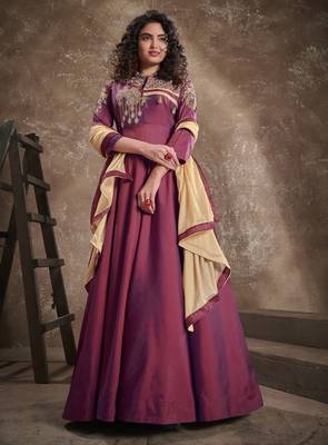 Rani-pink embroidered silk salwar 1