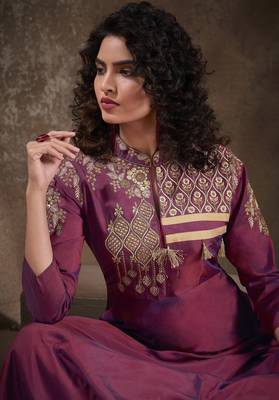 Rani-pink embroidered silk salwar 2