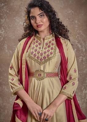 Cream embroidered silk salwar 2