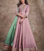 Light-pink embroidered silk salwar