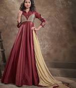 Maroon embroidered silk salwar