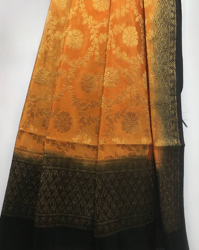 weaved semi kataan silk dupatta weaved in wth floral pattern jaal and contrast colour combination dye