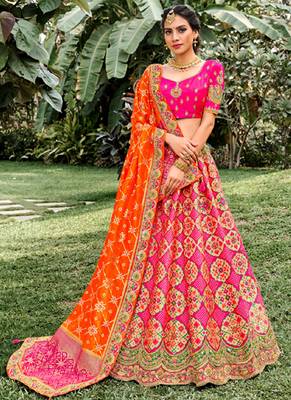 Pink Silk Bridal Designer lehnga with Heavy Embroidery 1