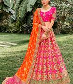 Pink Silk Bridal Designer lehnga with Heavy Embroidery