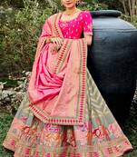 Grey Silk Bridal Designer lehnga with Heavy Embroidery