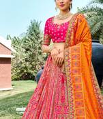 Rama Pink Silk Bridal Designer lehnga with Heavy Embroidery