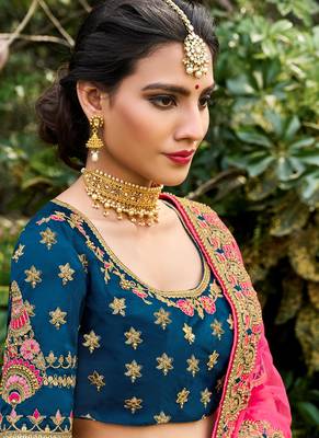 Teal Silk Bridal Designer lehnga with Heavy Embroidery 2