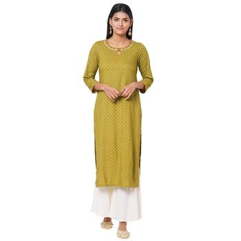 Women's Rayon Green Kurta Set 1