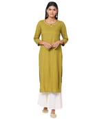 Women's Rayon Green Kurta Set
