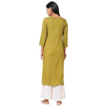 Women's Rayon Green Kurta Set 4