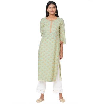 Women's Rayon Sea Green Kurta Set 1