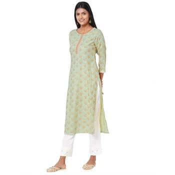 Women's Rayon Sea Green Kurta Set 2