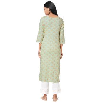 Women's Rayon Sea Green Kurta Set 4