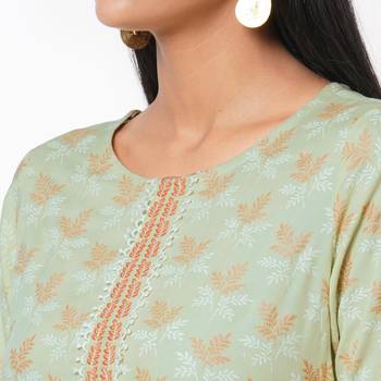 Women's Rayon Sea Green Kurta Set 6