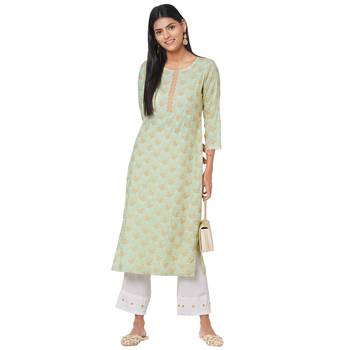 Women's Rayon Sea Green Kurta Set 7
