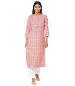 Women's Rayon Pink Kurta Set