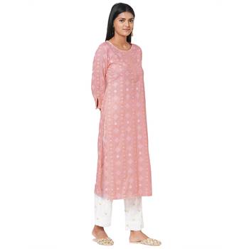 Women's Rayon Pink Kurta Set 3